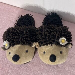 FunForFeet Brown Hedgehog Slippers L
